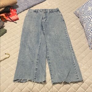 Women's Blue Wide-Leg Jeans Heart detail